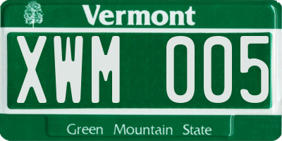VT license plate XWM005