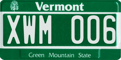 VT license plate XWM006