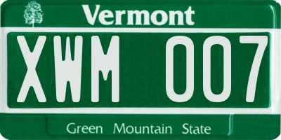 VT license plate XWM007