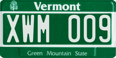 VT license plate XWM009