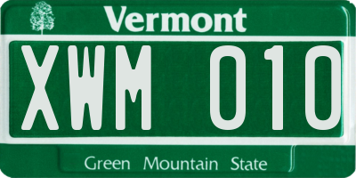 VT license plate XWM010
