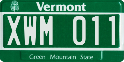 VT license plate XWM011