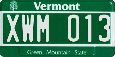 VT license plate XWM013