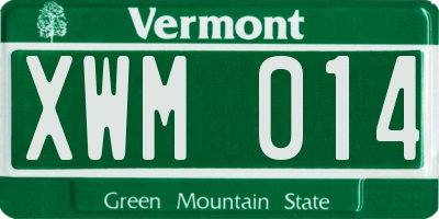 VT license plate XWM014