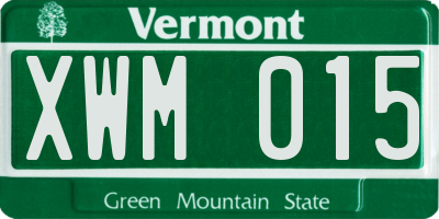 VT license plate XWM015