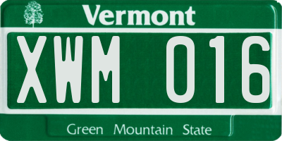 VT license plate XWM016