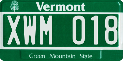 VT license plate XWM018