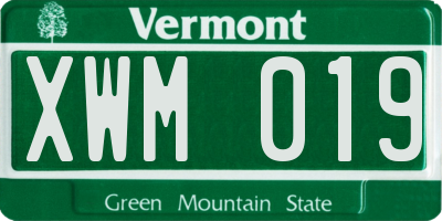 VT license plate XWM019