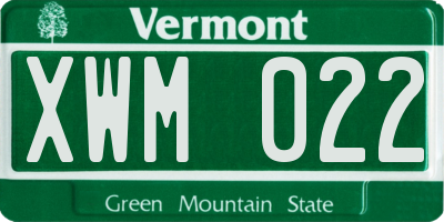 VT license plate XWM022