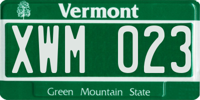 VT license plate XWM023