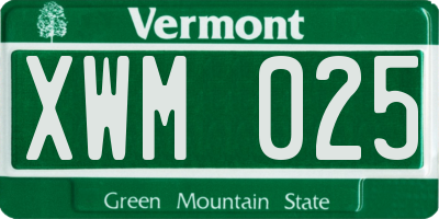 VT license plate XWM025