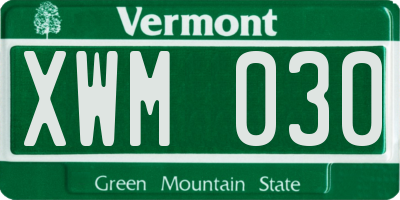 VT license plate XWM030