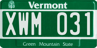 VT license plate XWM031