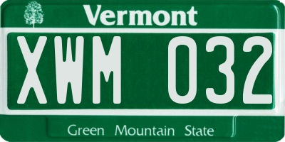 VT license plate XWM032