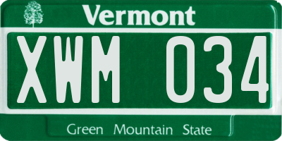 VT license plate XWM034