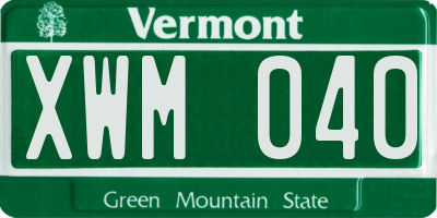 VT license plate XWM040