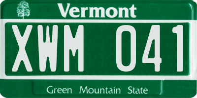 VT license plate XWM041