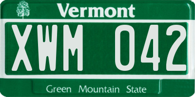 VT license plate XWM042
