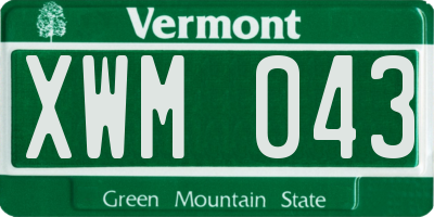 VT license plate XWM043