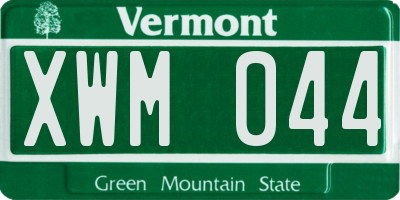 VT license plate XWM044