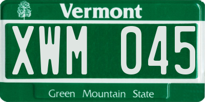 VT license plate XWM045