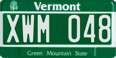 VT license plate XWM048
