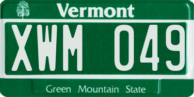 VT license plate XWM049