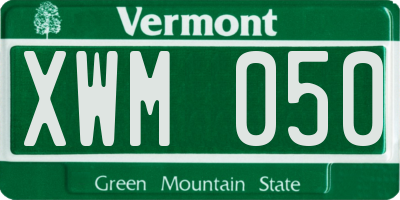 VT license plate XWM050