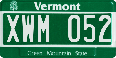 VT license plate XWM052