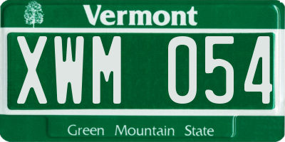 VT license plate XWM054