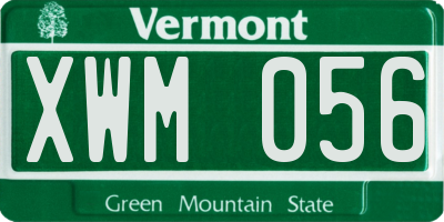VT license plate XWM056