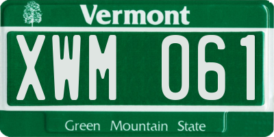 VT license plate XWM061
