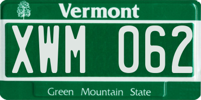 VT license plate XWM062