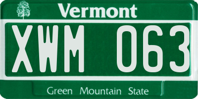 VT license plate XWM063