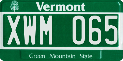 VT license plate XWM065