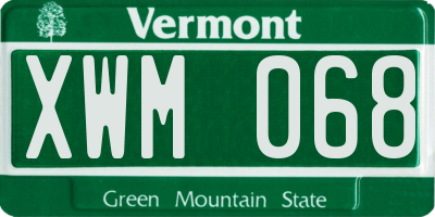 VT license plate XWM068
