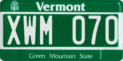 VT license plate XWM070
