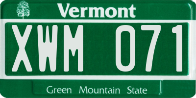 VT license plate XWM071