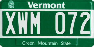 VT license plate XWM072