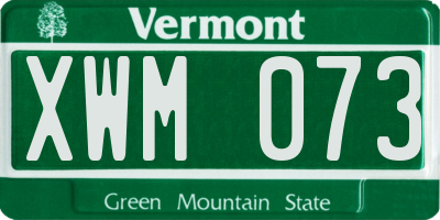 VT license plate XWM073