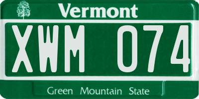 VT license plate XWM074