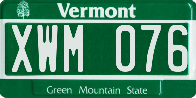 VT license plate XWM076