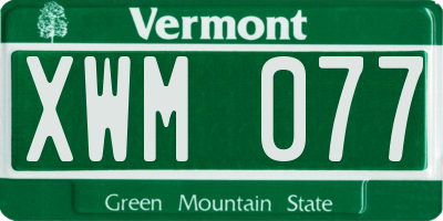 VT license plate XWM077