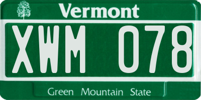 VT license plate XWM078