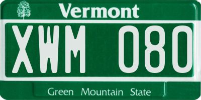 VT license plate XWM080