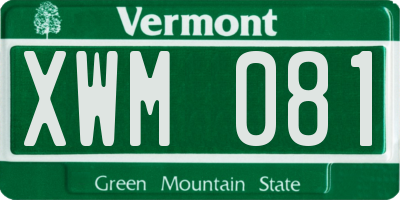 VT license plate XWM081