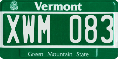 VT license plate XWM083