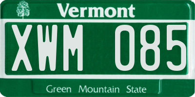 VT license plate XWM085