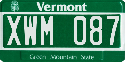 VT license plate XWM087