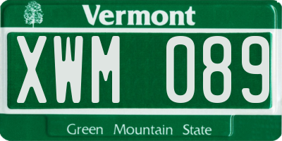 VT license plate XWM089